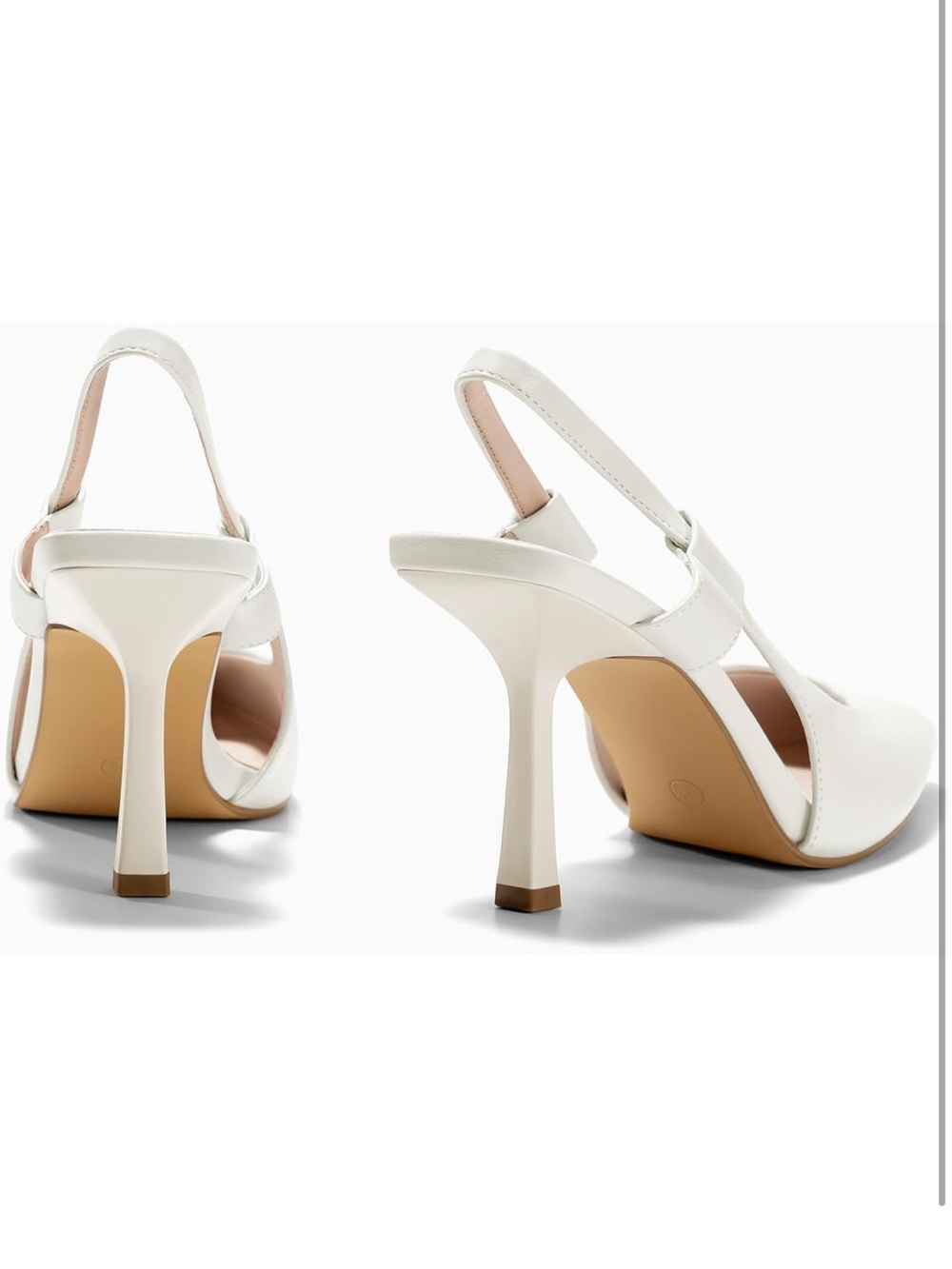 Elegant White Slingback Pointed Heel Pumps - Picture 4 of 4
